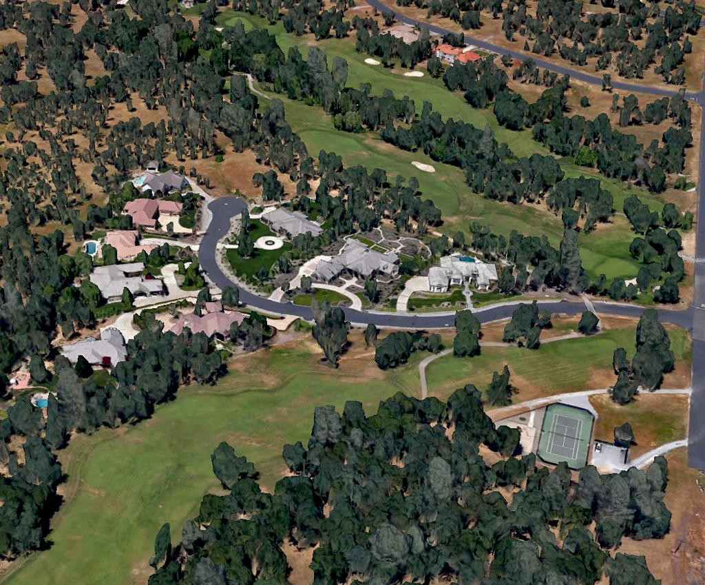 Tierra Oaks Gated Community - Aerial of Golf Hole 10, Homes, & Community Tennis Court