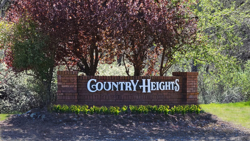 Country Heights Subdivision Redding monument sign